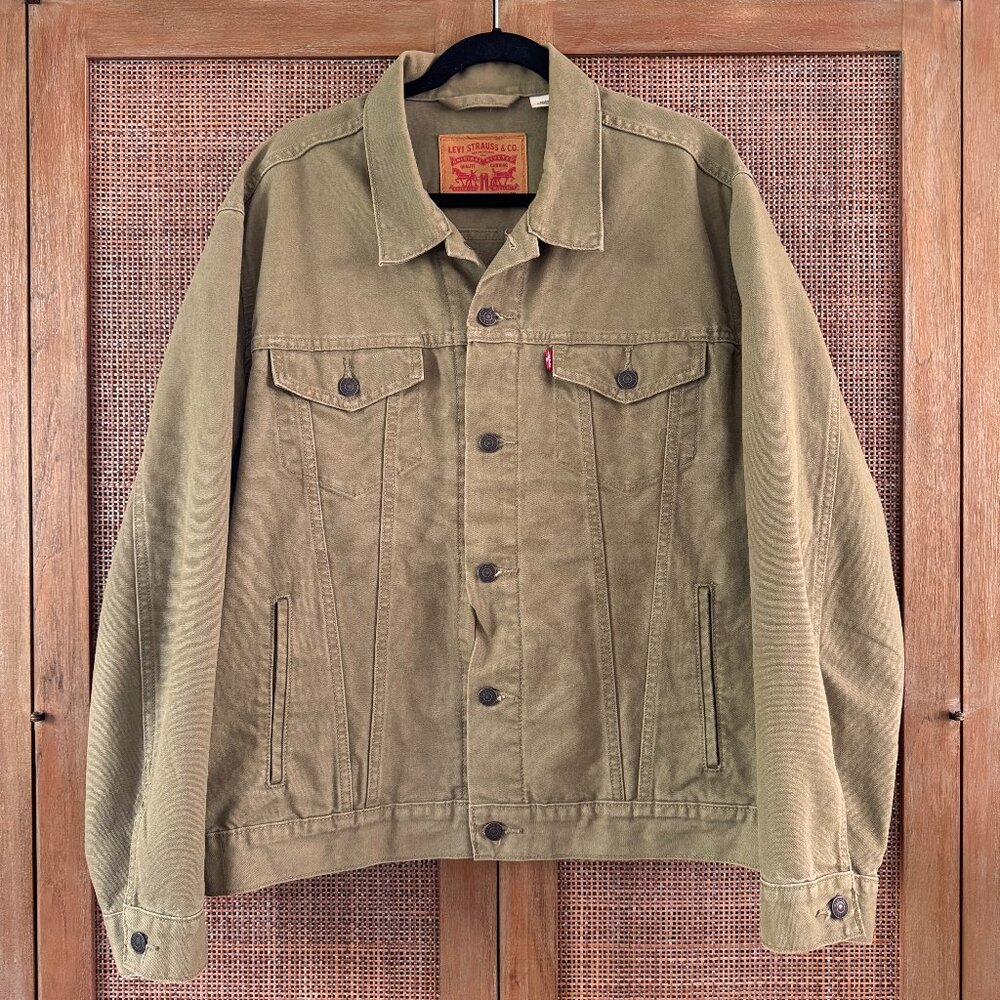 Levi's Trucker Jacket - Sage Green Duck Canvas - Size XL Relaxed Fit